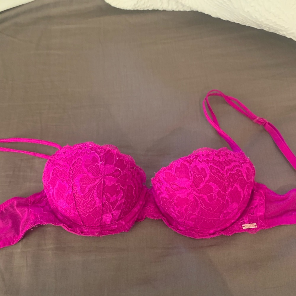 Neon Pink Push Up Bra